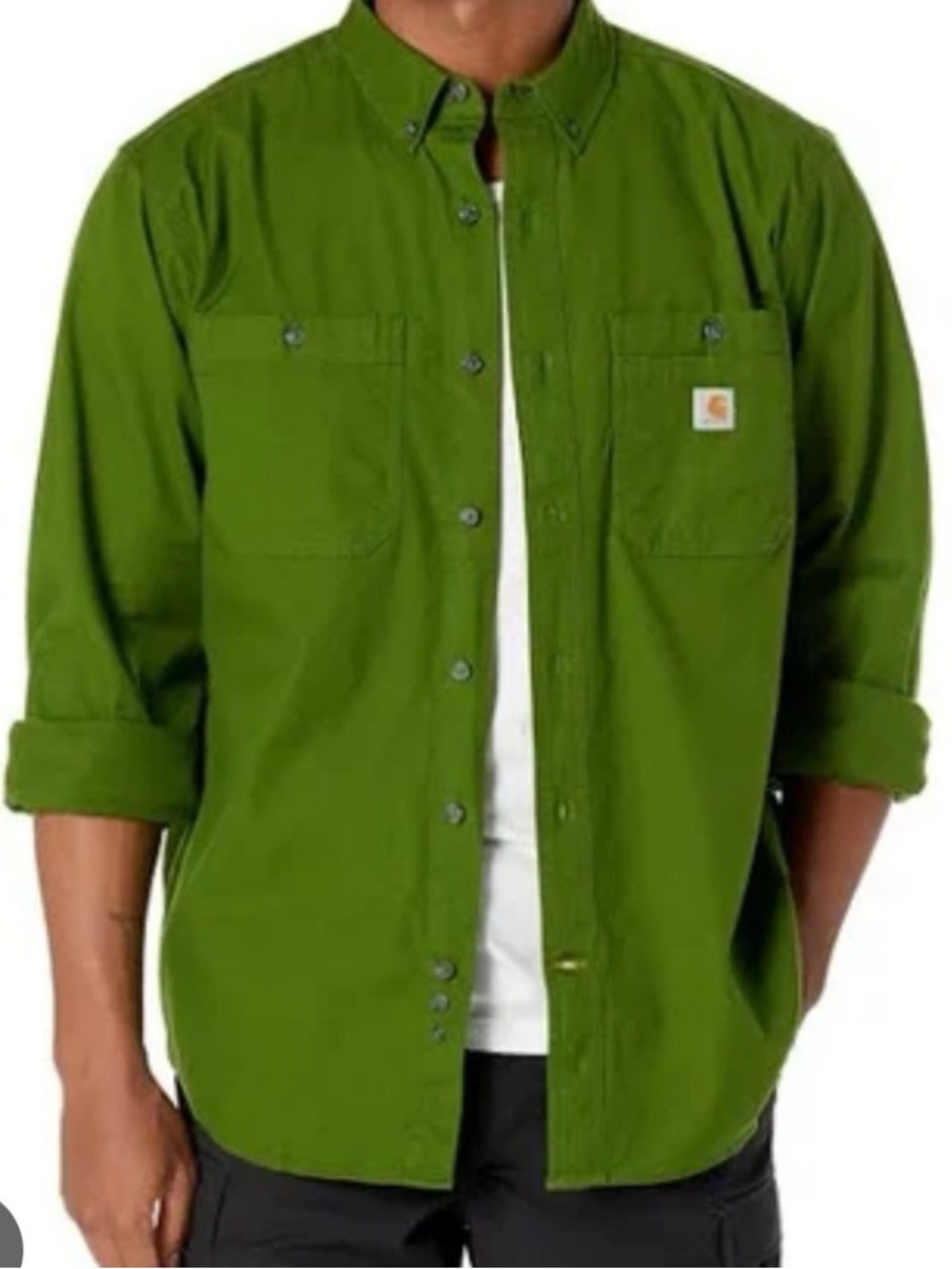 Carhartt Olive Green Rugged Flex Work Shirt Jacket